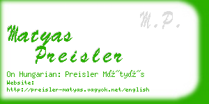 matyas preisler business card